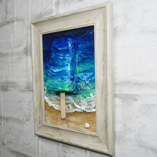 油絵 油彩 油彩画 絵 絵画【海雪の月の解けないアイス - 絵画
