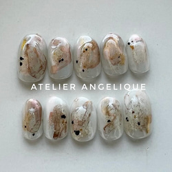 ネイルチップオーダー　有香様 個性派ぷっくりニュアンス 個性派デザイン ニュアンスネイル オーダー