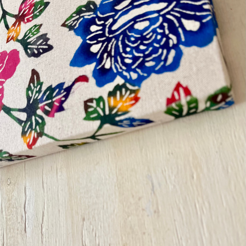 日本国内送料無料】手染め古典柄紅型/牡丹/スクエアファブリックパネル