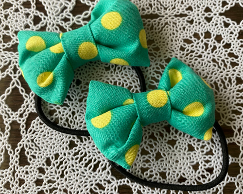 ヘアゴム☆モロッカン柄ヘアリボン☆グリーン&パープル 64 ヘアゴム