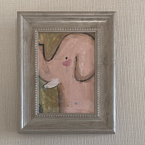 ミ*ツ様 「 花咲く一歩 」｜絵画 原画 抽象画 絵 動物画 ドローイング 画家 絵画。原画【可愛いピンクの象】 絵画 アカザ麦 通販 18073873｜Creema