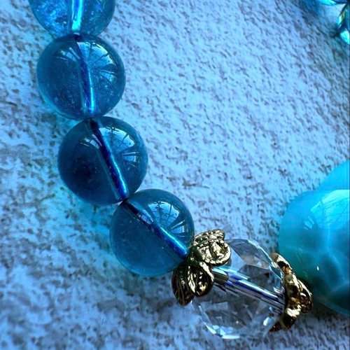 ラリマーとモスアクアマリンブレスレット