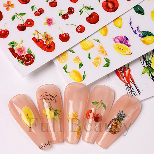 cherry〜様　ネイルチップセット N325》既成ネイルチップ24枚セット 青 派手 ストーン ギャル