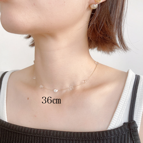 女っぽ×トロッ】クリアゴールドレジンネックレス 短め ネックレス