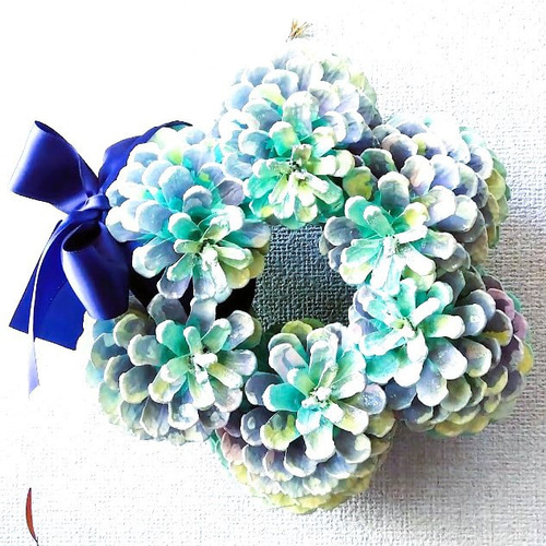 松ぼっくりリース 大王松の松かさ飾り ウォールデコ 「つゆしぐれ1