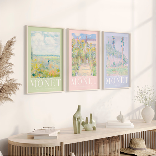 モネ 3枚セット アートポスター パステル 春夏 風景画 アート 絵画