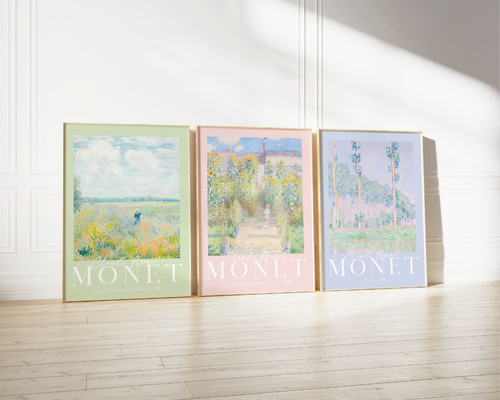 【額縁付き】モネ クリムト アートポスター 3枚セット　ディスプレイ 額縁付き】モネ クリムト アートポスター 3枚セット ディスプレイ