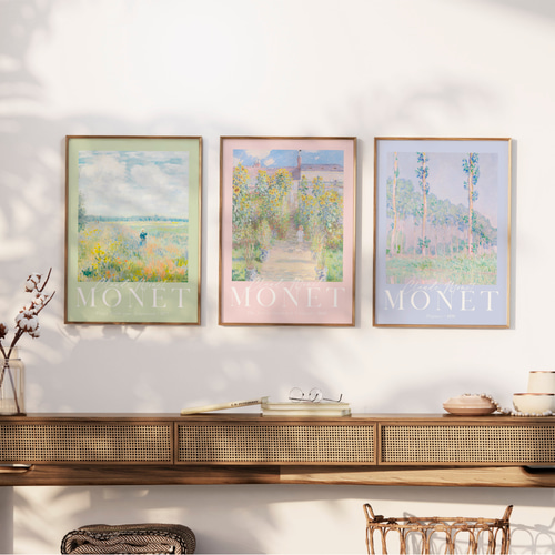 モネ 3枚セット アートポスター パステル 春夏 風景画 アート 絵画