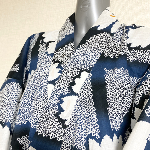 新品 浴衣甚平 絞り柄 リメイク 大きいサイズ XXL〜5L No.31