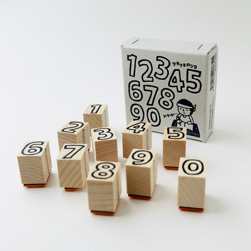 白抜き】Rira数字10本セット＊ラバースタンプ15mmx20mmx23mm＊RS046_y