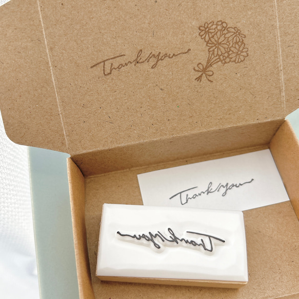 文字はんこ】thankyou 筆記体 細字 メッセージカード ラッピング
