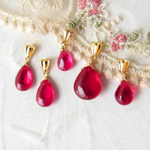 18K K18 ルビー ネックレス トップ 宝石質 刻印 ドロップ 18金 B