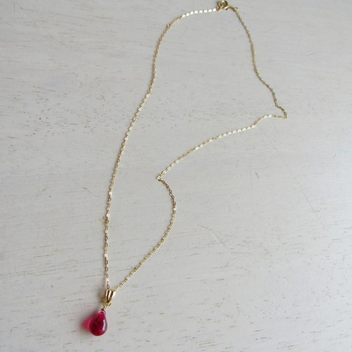 18K K18 ルビー ネックレス トップ 宝石質 刻印 ドロップ 18金 B
