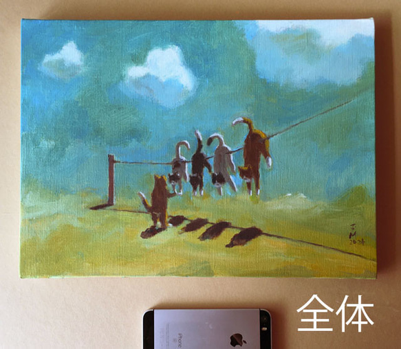 こんな日は猫もよく乾く(アクリル絵の具による猫たち) 2枚目の画像