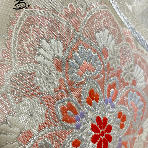 kimono】帯リメイク 華文 持ち手付きがま口バッグ ハンドバッグ