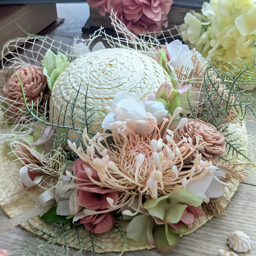 かよこ様オーダーページ　お花の麦わら帽子　ハンドメイド かよこ様オーダーページ お花の麦わら帽子 ハンドメイド - メルカリ