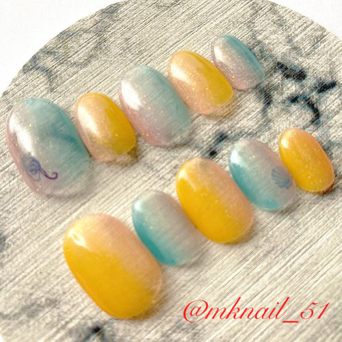 送料無料】ネイルチップ(No.24) 海ネイル グラデーションネイル シアー