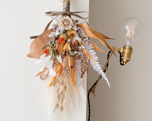 タイサンボク　リース　ドライフラワー　パンパスグラス　つる　秋 秋限定 アーティシャルフラワーパンパスグラス ドライフラワー