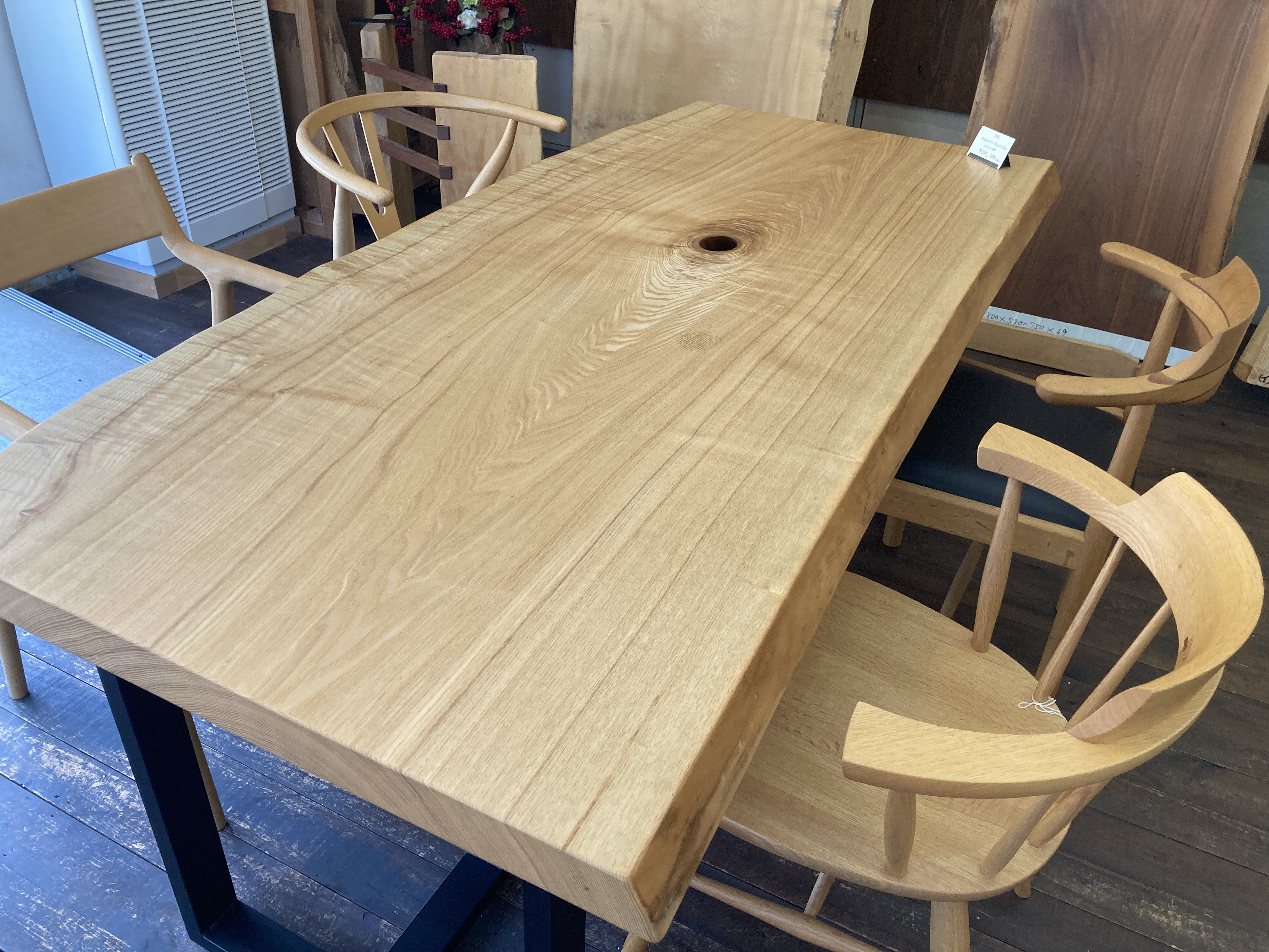 新品 ダイニングテーブル用 一枚板風接ぎ材 タモ