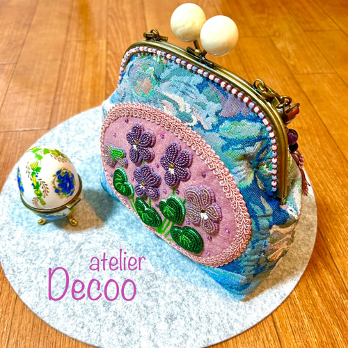 お値下げ)においすみれ(sweet violet)ビーズ刺繍パーティバッグ