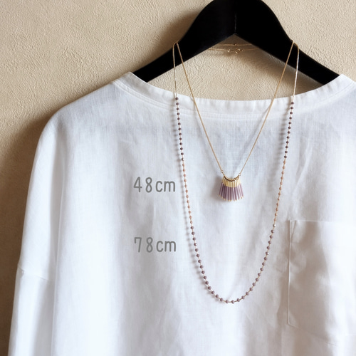 ビーズ タッセル フリンジ ネックレス パープル ネックレス