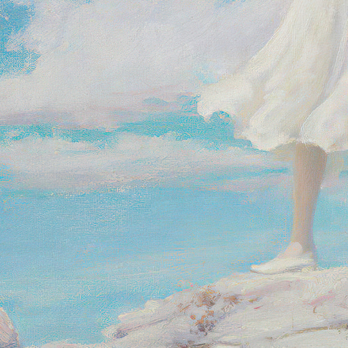 爽やかな夏の絵画インテリアポスター 海辺女性印象派マリン夏自然