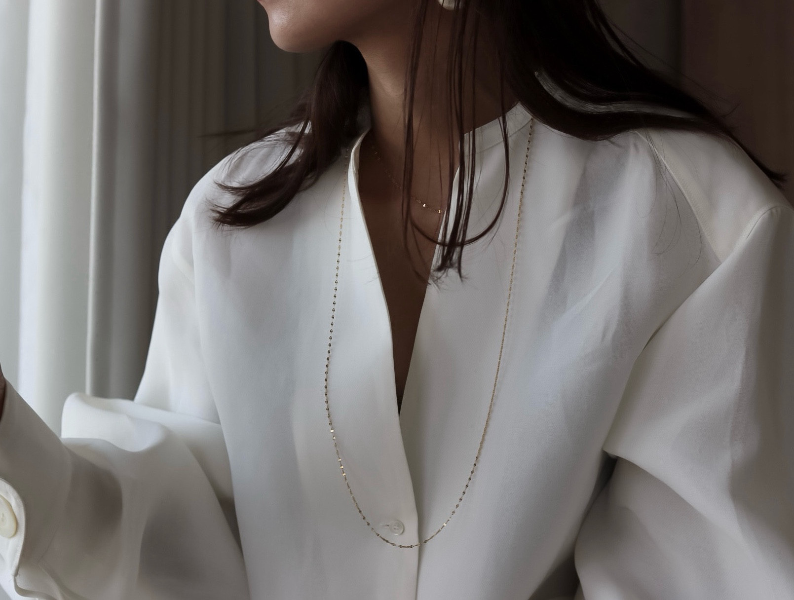 【Perle de blanc Jewelry】14kgf classical petal long necklace