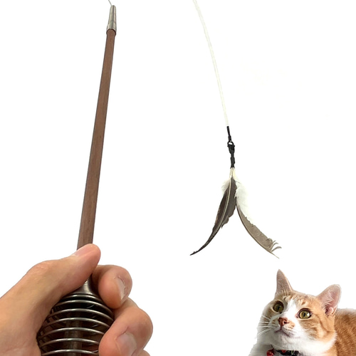 【Cat lovers】猫じゃらし ６点まとめて 天然素材 おまけ棒紐付 本能をくすぐる猫じゃらし「ばねじゃらし」天然木 無垢