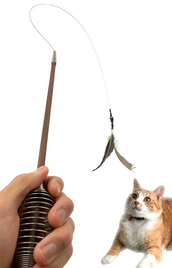 本能をくすぐる猫じゃらし「ばねじゃらし」天然木 無垢