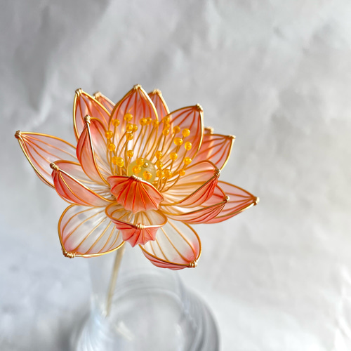 難あり】天国の花(蓮・ミニ・サーモンピンク) かんざし 青蓮 セイレン