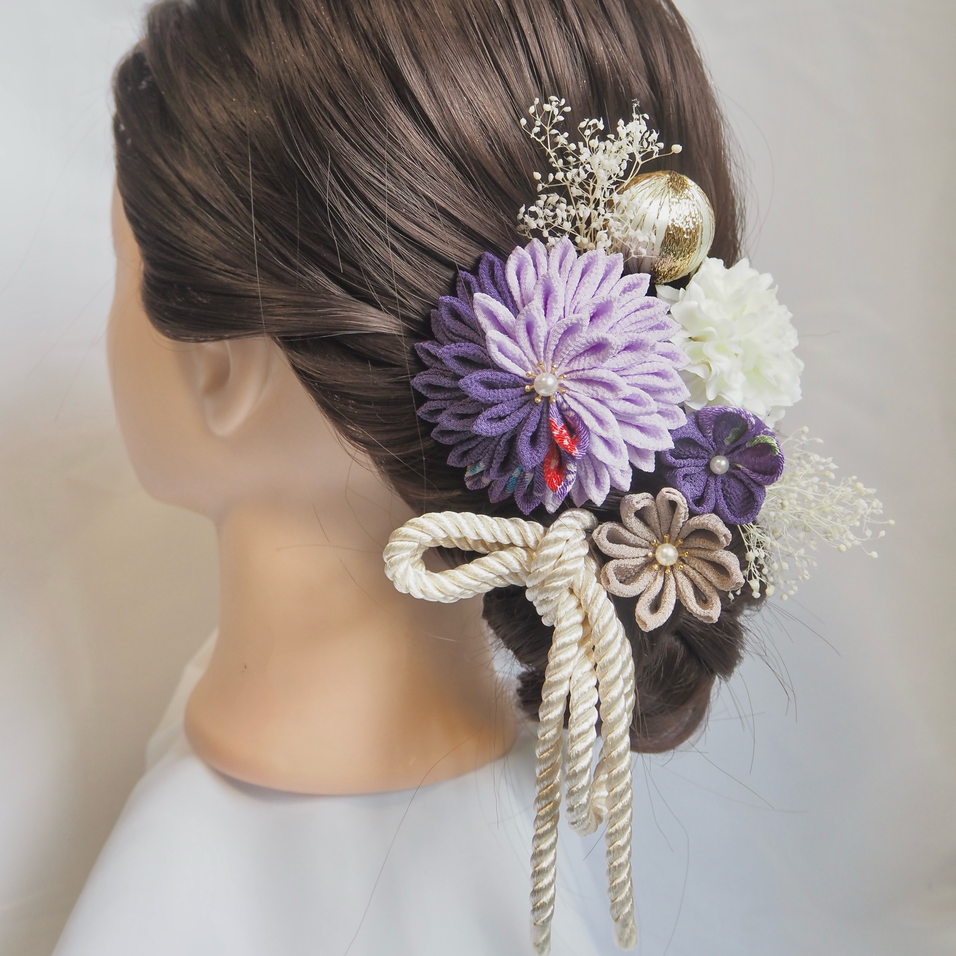 剣つまみの髪飾り　紫