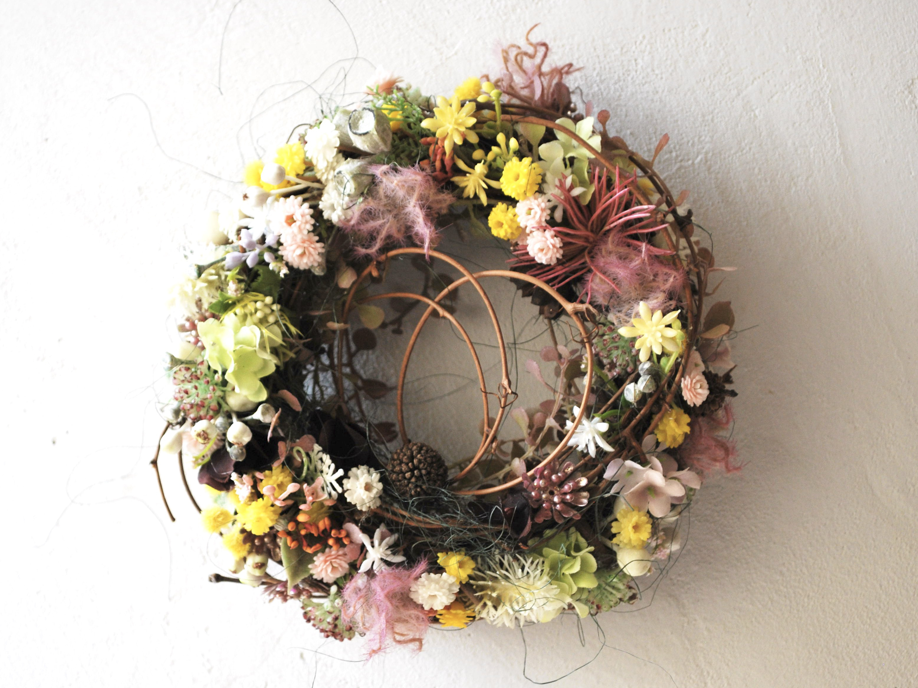 フラワー・リース  Warm Color Bouquet モーブカラーのフラワーリース/アーティフィシャル アート