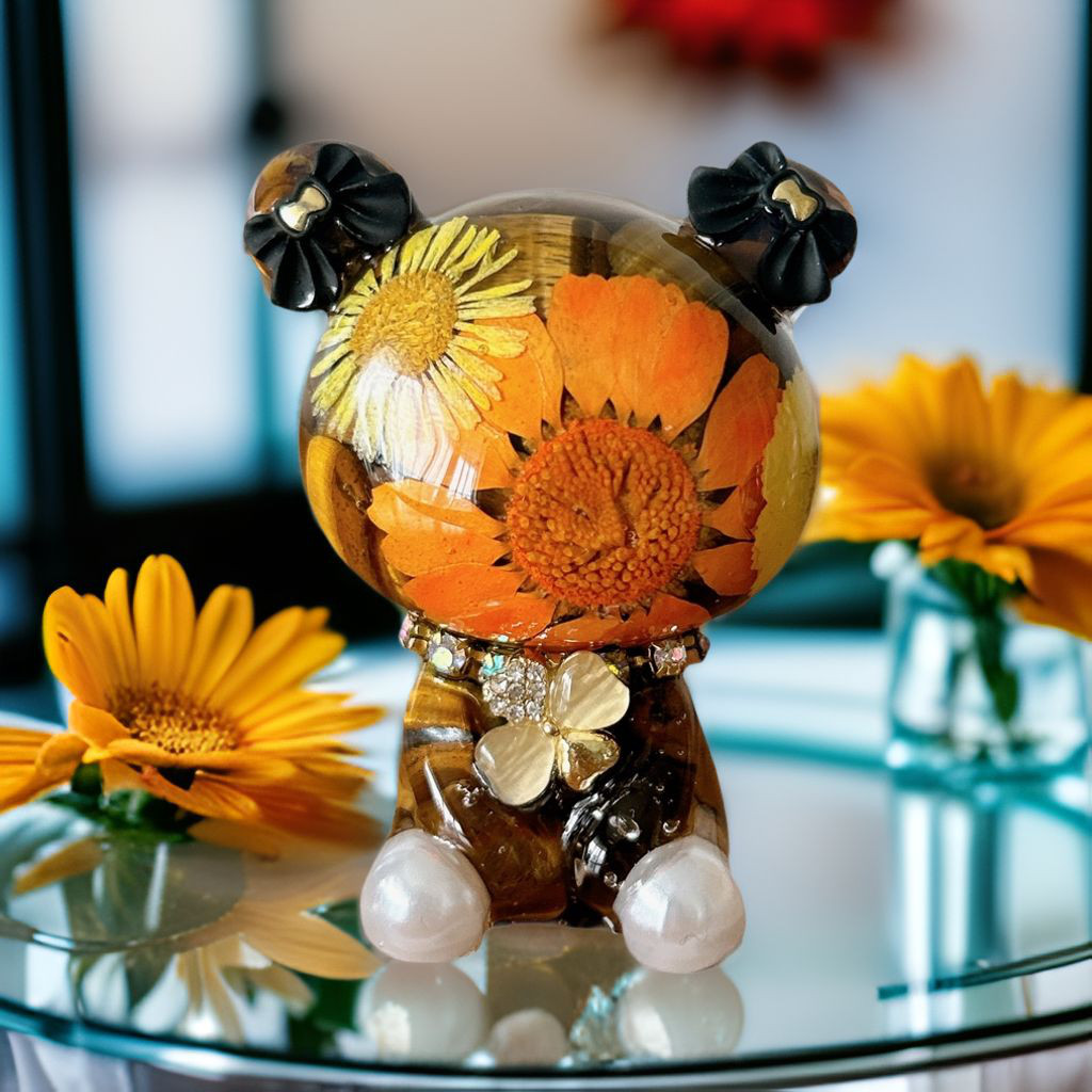 幸運引き寄せ♡オルゴナイト Flower くまちゃん♡タイガーアイ