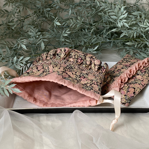 リバティ生地使用》大人のスモッキング刺繍ワンピース チャイブ 