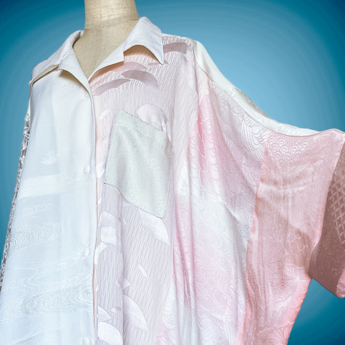 男女兼用 ドルマンシャツ フリーサイズ ビッグシャツ 着物リメイク  