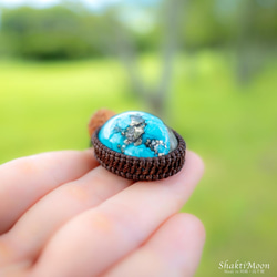 レア・希少！天の神々が宿る石 自然や宇宙と繋がりたいあなたへ！パイライト イン ターコイズ（ペルシャ産）と9面 5枚目の画像