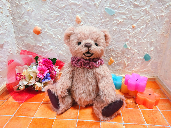 アンティーク　ピンク　ベア　くま　ぬいぐるみ　ミニチュア プレゼントに最適！ラッピング付き テディベア ぬいぐるみ