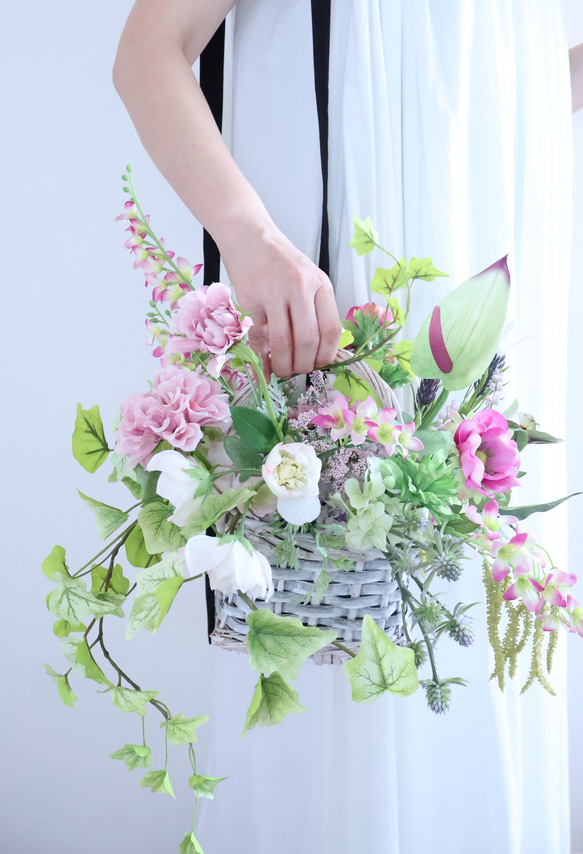 ナチュラル☆バスケットアレンジメント、バスケットブーケ アート