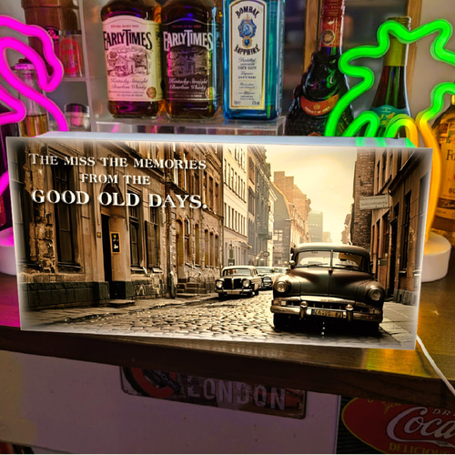 Lサイズ】レトロ ビンテージ 自動車 街並み アメリカン ヨーロッパ