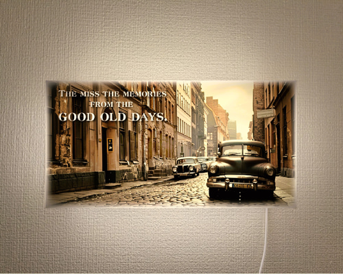 Lサイズ】レトロ ビンテージ 自動車 街並み アメリカン ヨーロッパ