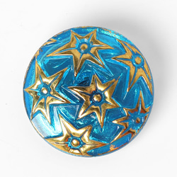 チェコ・ガラスボタン 2.7cm メタリックブルー トカゲ ボタン Babovka