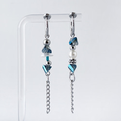 1420 スカイブルーゴールドフラワー　ハンドメイド　イヤリング 55ba272e79293f29b4ca1c2c11c80a