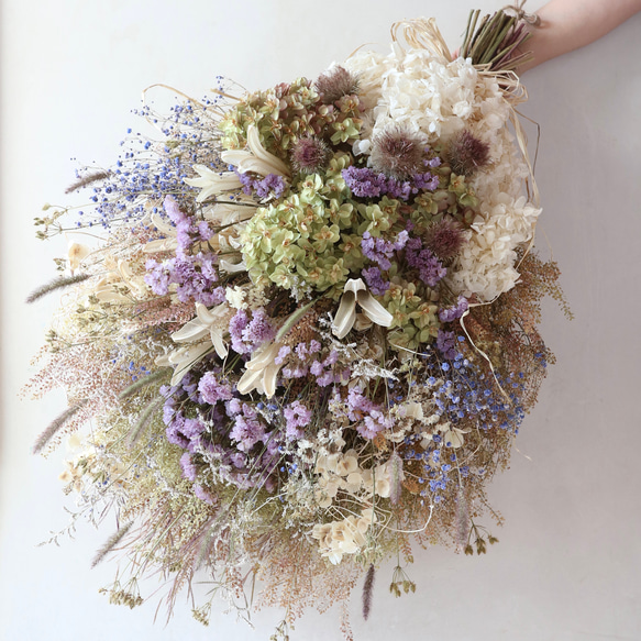 75cm) ＊特大＊ 紫陽花とスターチスとかすみ草の淡いボリューム