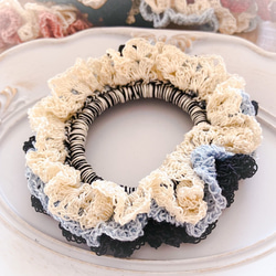 グラデーションカラーの手編みブランケット～ホワイト&グレイ