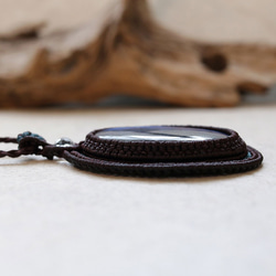 ラブラドライト天然石マクラメネックレスmac394エスニックアジアンエキゾチックなアレルギーフリーの大振りアクセサリー 8枚目の画像