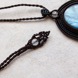 ラブラドライト天然石マクラメネックレスmac394エスニックアジアンエキゾチックなアレルギーフリーの大振りアクセサリー 7枚目の画像