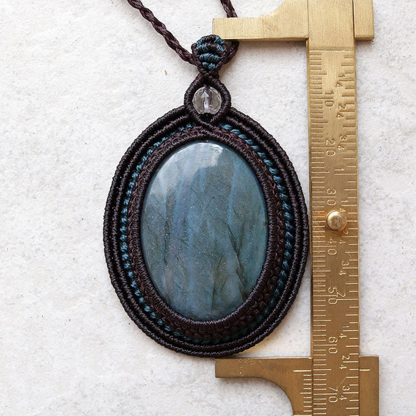 ラブラドライト天然石マクラメネックレスmac394エスニックアジアンエキゾチックなアレルギーフリーの大振りアクセサリー 10枚目の画像