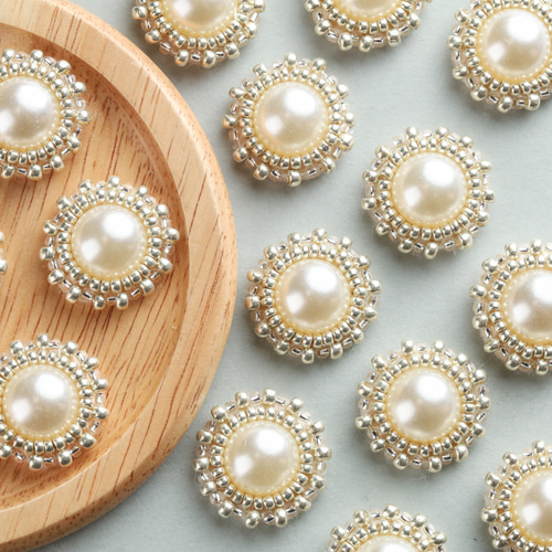 ✽大ぶり✽ビーズ刺繍カボション☆パールづくし 1580】パープル