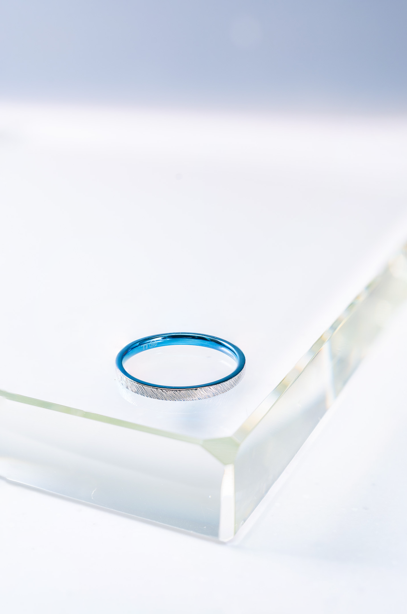 NEW「Aqua Breeze Ring」アクアブリーズチタンリング   斜線槌目　ノンアレルギー