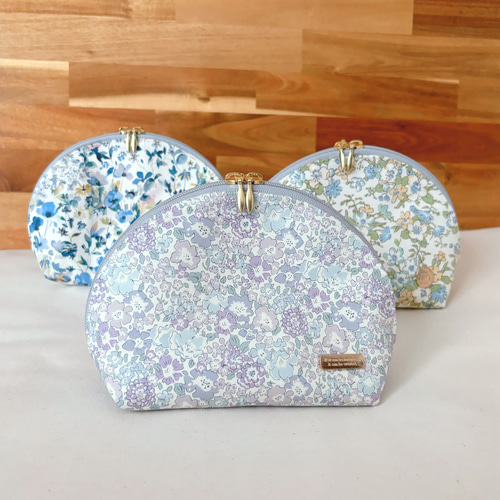 柄が選べる】リバティ＊シェルポーチ/ラウンドポーチ/半月ポーチ